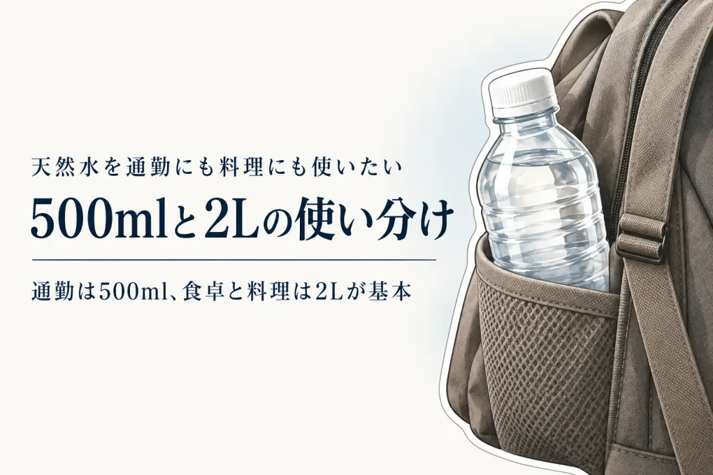 天然水 500mlと2Lを楽天レビュー数順で比較｜通勤・家族の食卓・料理で選ぶ箱買い
